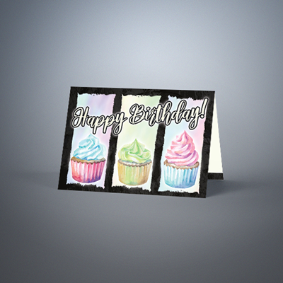 Birthday Greeting Card - Cupcakes(Dark)