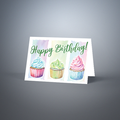 Birthday Greeting Card - Cupcakes(Light)