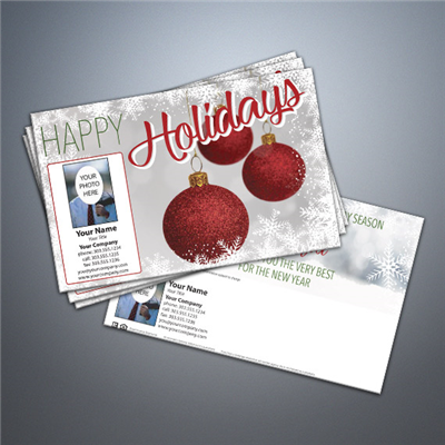 Happy Holidays - Red Bulbs Postcard