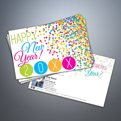 Happy New Year 006 Dots Postcard